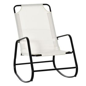 Outsunny Cream White Sling Rocker: Indoor-Outdoor Rocking Chair for Patio Bliss