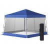 12' x 12' Pop Up Canopy, Foldable Canopy Tent with Carrying Bag, Mesh Sidewalls and Adjustable Height for Garden, Party, Blue