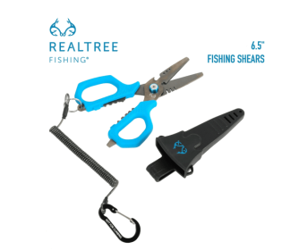 Realtree Fishing 6.5-inch Compact Shears with Protective Sheath Stainless Steel Blue