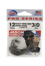 Heavy Wire EWG Worm Fishing Hooks, Size 3/0, 12 Pack