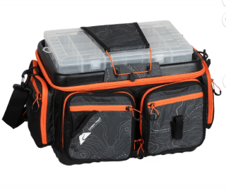 Ozark Trail 3700 Pro Large Quick Access Horizontal Fishing Tackle Box and Bait Bag, Material Polyester