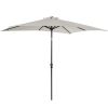 Outsunny 9 x 7 ft Patio Umbrella Outdoor Table Market with Crank Solar LED Lights Tilt Button for Deck Pool White