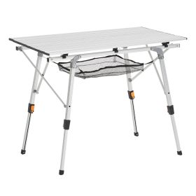 Folding Portable Camping Table Aluminum Outdoor Picnic Roll up Table Mesh Layer
