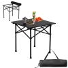 Black Camping Roll Table Carbon Steel Square Tube Frame