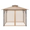 VEVOR Gazebo Netting Replacement, Fit Most 10 x 10 x 7 FT Gazebo Curtain, Outdoor Garden Net, 4-Panel Sidewall Mesh Net