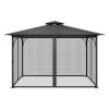 VEVOR Gazebo Netting Replacement, Fit Most 10 x 13 x 6.8 FT Gazebo Curtain, Outdoor Garden Net, 4-Panel Sidewall Mesh Net