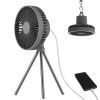 Portable Rechargeable Battery Foldable Tripod Fan with Hanging Hook 3 Speed