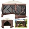 VEVOR Gazebo Screen Tent, 12 x 12 ft, 6 Sided Pop-up Camping Canopy Shelter Tent with Mesh Windows, Portable Carry Bag, Ground Stakes