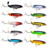 Set Of 20 Popper Bait With 3D Eyes ABS Plastic Hard Baits