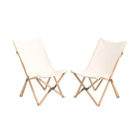 Set of 2 Bamboo Dorm Chair with Storage Pocket
