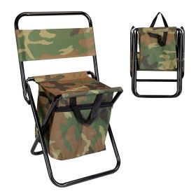 Foldable Fishing Chair With Backrest Built-In Cooler Bag Portable Handle