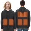 VEVOR Heated Hoodie Sweatshirt Zip Up Unisex with Battery for Men&Women XXXL Black
