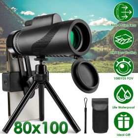 80x100 HD Monocular Power Monocular with FMC Lens with Tripod Case
