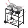 Outdoor Propane Deep Fryer Commercial Cooker Cart with Wheel