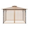 VEVOR Gazebo Netting Replacement, Fit Most 10x12x7.3 FT Gazebo, Outdoor Garden Gazebo Net, 4-Panel Sidewall Mesh Gazebo Curtain
