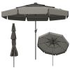 10 Feet Solar Patio Umbrella with 3-Tier Vented Top