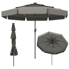 10 Feet Solar Patio Umbrella with 3-Tier Vented Top