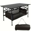 Portable 37" Oversized Camping Table - Instant-Roll Aluminum Folding Desk for Tailgate Parties, RV Trips & Group BBQs
