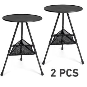 Portable Adjustable Folding Camping Table Round Lightweight Small Outdoor Picnic BBQ Hiking Indoor Use