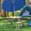 Portable Camping Table and Chairs Set with Umbrella Hole