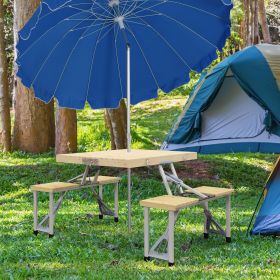 Portable Camping Table and Chairs Set with Umbrella Hole