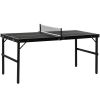Mini Folding Table Tennis Table with Aluminium Frame, Portable Outdoor Ping Pong Table with Net for Indoor Outdoor Garden Camping, Black