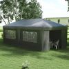 10x19.5ft Gray Pop Up Canopy Tent Adjustable Height Event Shelter with Sidewalls Leg Weight Bags Wheeled Bag
