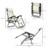 Outsunny Zero Gravity Lounge Chair Set, 2 Pieces Reclining Folding Outdoor Lounge Chairs with Headrest Side Tray, Cream