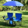 Double Folding Picnic Chairs w/Umbrella Mini Table Beverage Holder Carrying Bag