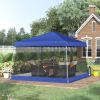 12' x 12' Pop Up Canopy, Foldable Canopy Tent with Carrying Bag, Mesh Sidewalls and Adjustable Height for Garden, Party, Blue