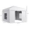 10x10 Pop Up Canopy Tent with Mesh Windows Reflective Top for Sun Protection Instant Shelter Adjustable Heights for Events White