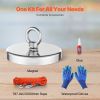 1300 LBS Strong Fishing Magnet Kit Single Sided Pull Force and Rope Carabiner