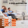 VEVOR 12 Inch Foldable Oscillating Standing Fan with Remote Control, 4 Speed