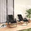 Outsunny Zero Gravity Lounge Chair Set, 2 Pieces Reclining Folding Outdoor Lounge Chairs with Headrest Side Tray, Black