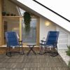 Outsunny 3-Piece Blue Rocking Bistro Set: Patio Chairs & Glass Coffee Table