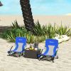 Outsunny Set of 2 Folding Beach Chairs with Mesh Back, Carry Bag and Cup Holder for Outdoor Camping Lawn Sports Picnic Dark Blue