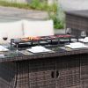 Black Iron Grill Stand with Enamel-Coated Cast Iron Cooking Pans