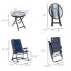 Outsunny 3-Piece Blue Rocking Bistro Set: Patio Chairs & Glass Coffee Table