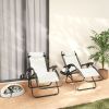 Outsunny Zero Gravity Lounge Chair Set, 2 Pieces Reclining Folding Outdoor Lounge Chairs with Headrest Side Tray, Cream