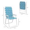 Outsunny Patio Folding Chairs Set of 2 Blue with Armrests Classic Outdoor Camping Portable Lawn Chairs for Comfort