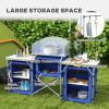 Aluminum Camping Kitchen, Portable Folding Camping Table with Fabric Cupboards