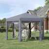 13' x 13' Heavy Duty Pop Up Canopy with Hexagonal Shape, 6 Mesh Sidewall Netting, 3-Level Adjustable Height and Strong Steel Frame, Grey