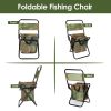 Foldable Fishing Chair With Backrest Built-In Cooler Bag Portable Handle