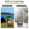 Foldable Fishing Chair With Backrest Built-In Cooler Bag Portable Handle