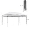 9.6' x 19.2' Pop Up Canopy Tent, Outdoor Easy up Tent with 3-Level Adjustable Height & Wheeled Carry Bag, White