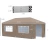 10' x 19.5' Pop Up Canopy Tent Height Adjustable Event Shelter w/ Sidewalls, Leg Weight Bags, Wheeled Carry Bag, Brown