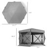 12' x 12' Hexagonal Pop Up Gazebo Canopy Tent with 5 Sidewalls, Outdoor Canopy Shelter with Carry Bag, Dark Gray