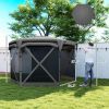 11 x 11ft Pop Up Gazebo Screen Tent with Removable Roof Cover, Roll-up Wind Panels for Camping, Backyard, Dark Gray