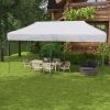 9.6' x 19.2' Pop Up Canopy Tent, Outdoor Easy up Tent with 3-Level Adjustable Height & Wheeled Carry Bag, White