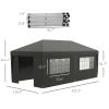 10x19.5ft Gray Pop Up Canopy Tent Adjustable Height Event Shelter with Sidewalls Leg Weight Bags Wheeled Bag
